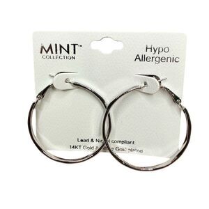 Mint Collection white Gold Plated Hoop Earrings 2" Nickel-Free gift